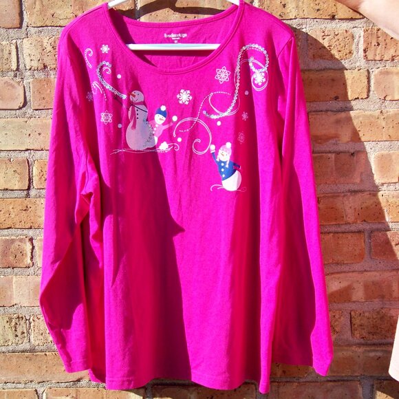 Breckenridge Women's Snowmen Long Sleeve Shirt, Size 2X - Picture 3 of 4